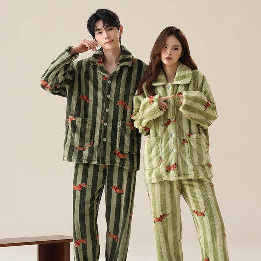 Matching Winter Pajamas for Couples - 100% Thickened Polyester