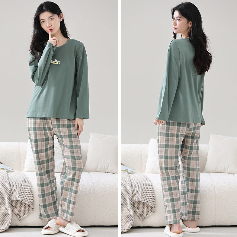 Matching Couples Long Sleeve Cotton PJs Set