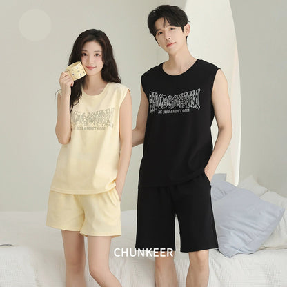 Sporty Graphic Sleeveless Couple Lounge Set