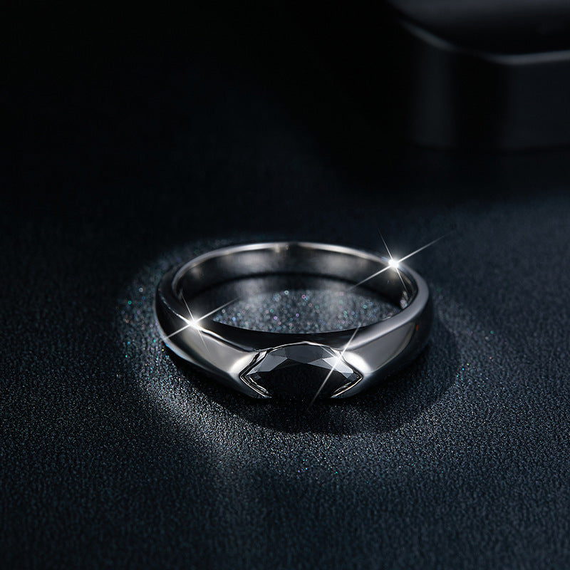 1 Carat Black Moissanite Eye of Horus Solitaire Ring