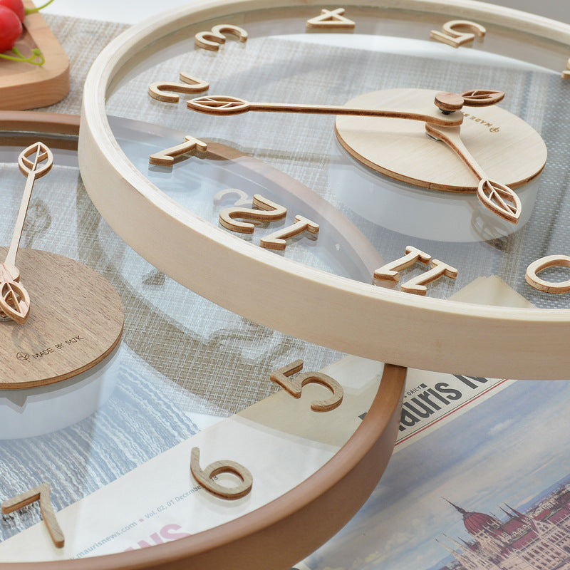 Leaf Hands Solid Wood Analogue Wall Clock (10")