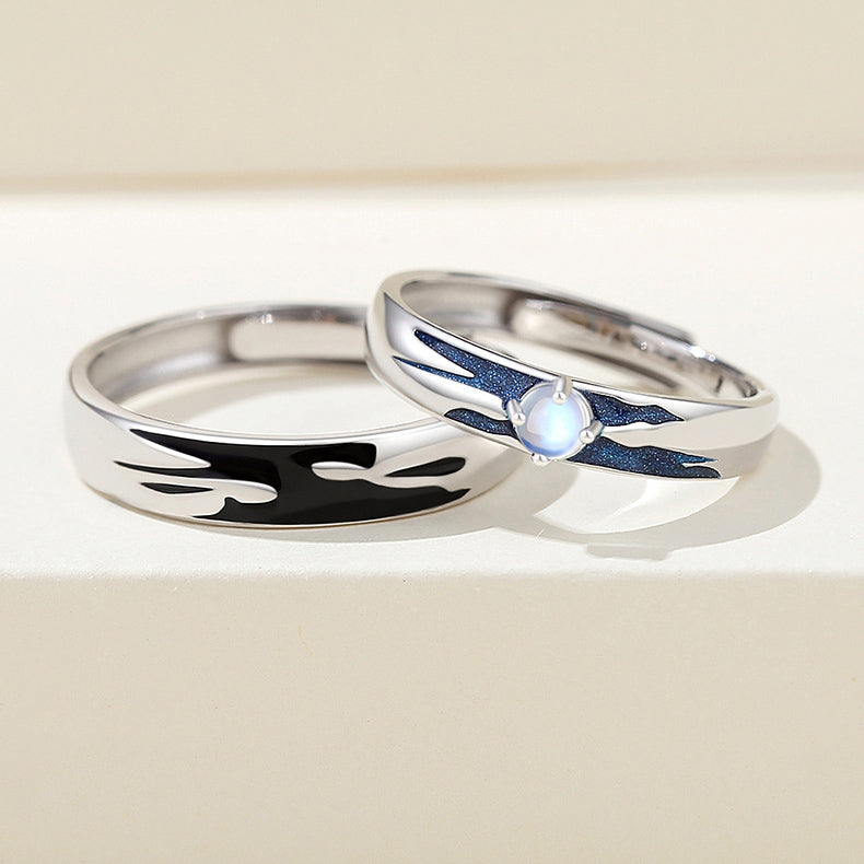 Engravable Moonstone Promise Rings for Couples