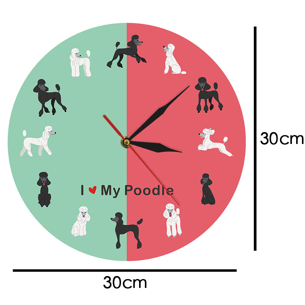 Wall Deco Silent Clock Gift for Poodle Lovers