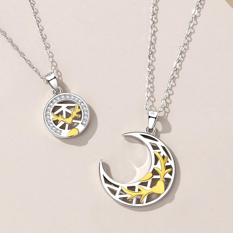 Matching Sun and Moon Friendship Necklaces Set