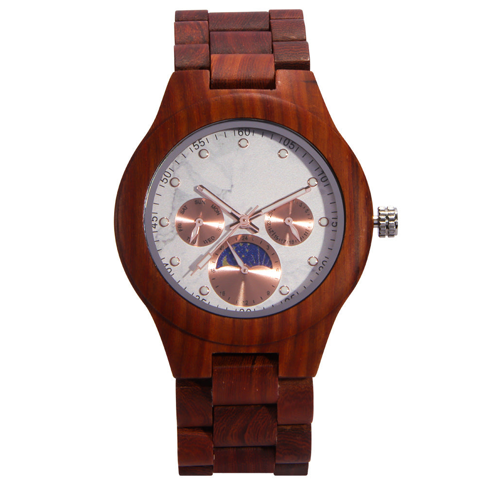 Engraved Unisex Wood Chronograph Watch