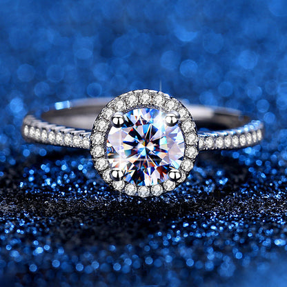 Custom 1 Carat Moissanite Diamond Halo Ring