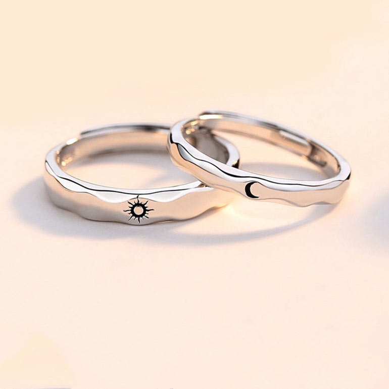 Sun and Moon Promise Rings Set for Couples