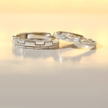 Engravable Great Wall Love Rings Set for Couples