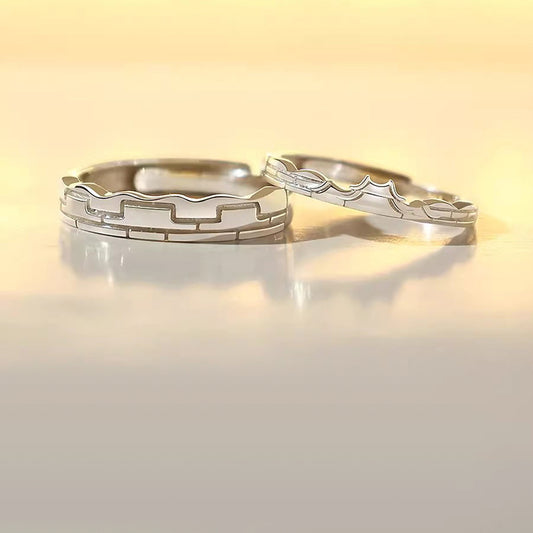 Engravable Great Wall Love Rings Set for Couples