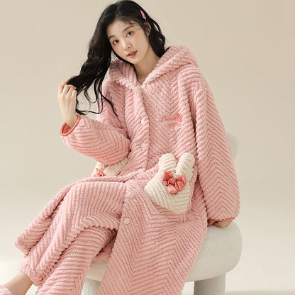 Holiday Loungewear Women Flannel Pajamas Set