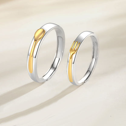 Adjustable Size Couple Rings Set for Waiter and Waitress