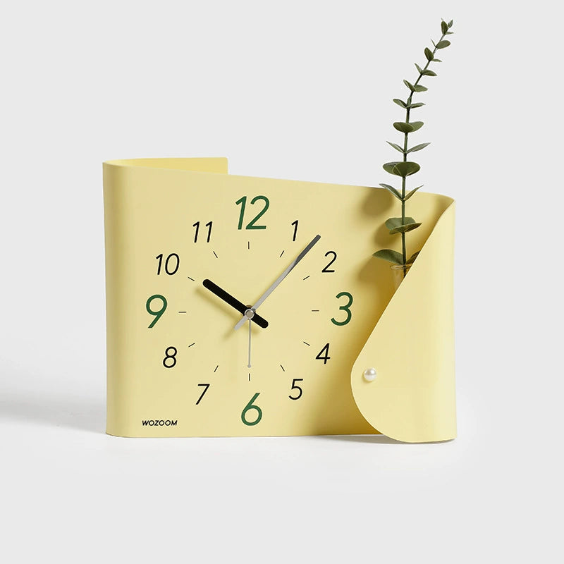 Modern Silent Desk Clock with Integrated Vase
