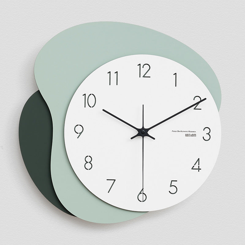Modern Odd Shaped Analog Silent Clock Light Green