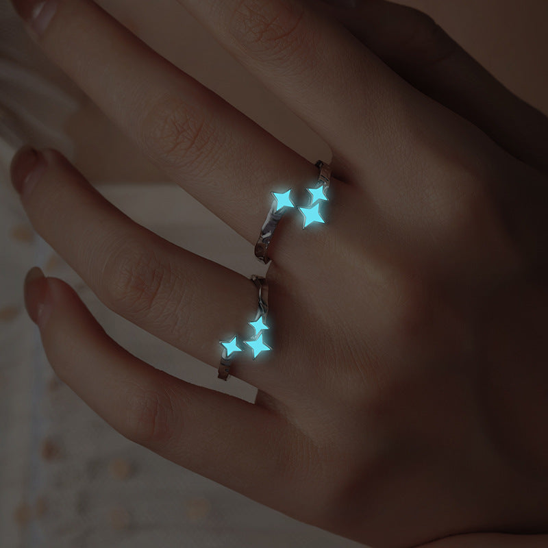 Luminous Stars Rings Set - Solid Sterling Silver - Adjustable Size