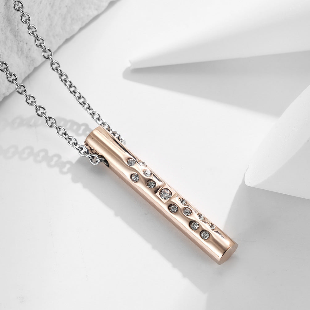 Engraved Vertical Bar Unisex Pendant Necklace