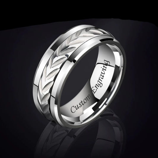Mens Fidget Wedding Ring with Engraving Tungsten