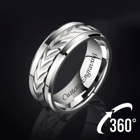 Mens Fidget Wedding Ring with Engraving Tungsten