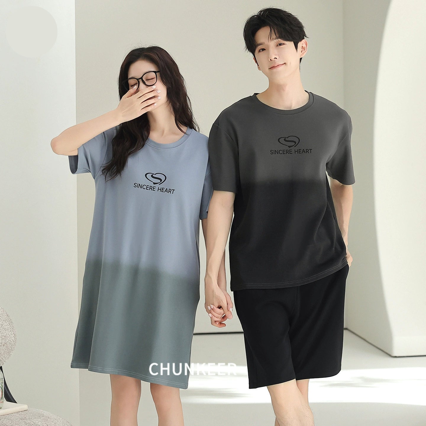 Minimalist Gradient Cotton Couple Sleepwear