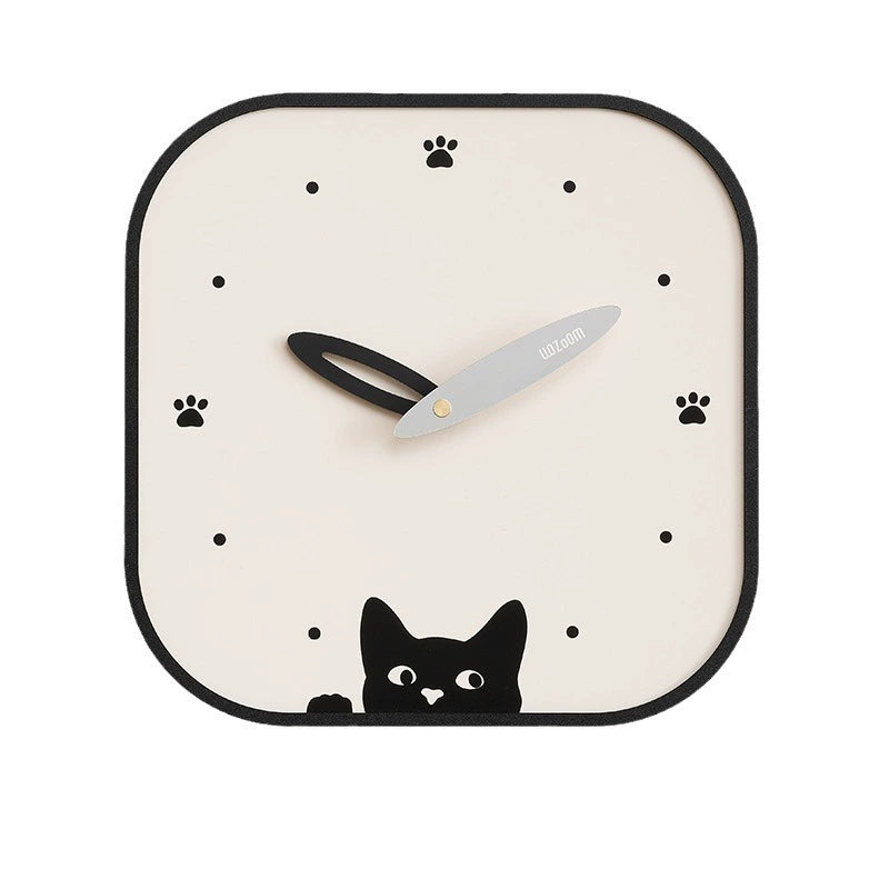 Silent Wall Clock - Modern Cat Design, Eco-Friendly Materials