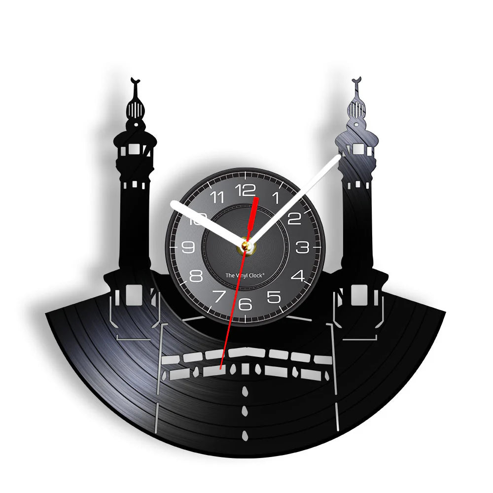 Qibla Shaped Islamic Style Wall Décor Silent Clock – Unique Vinyl Design