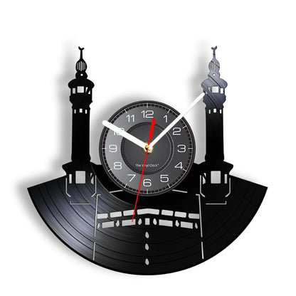 Qibla Shaped Islamic Style Wall Décor Silent Clock – Unique Vinyl Design