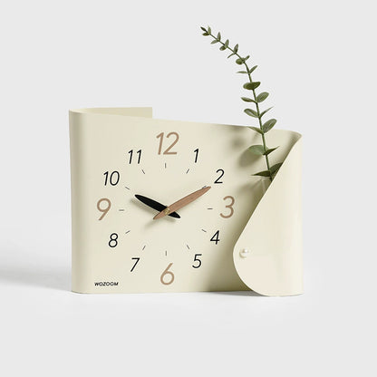Modern Silent Desk Clock with Integrated Vase