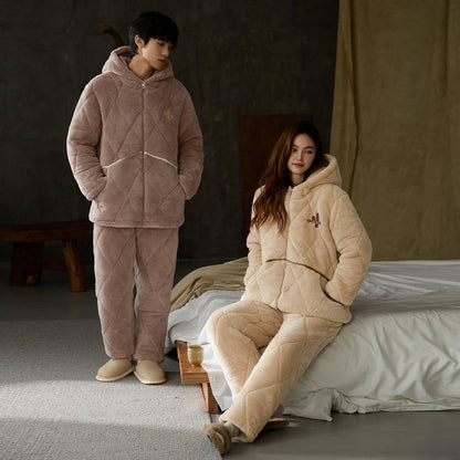 Thickened Poyester Winter Pajamas Set for Couples