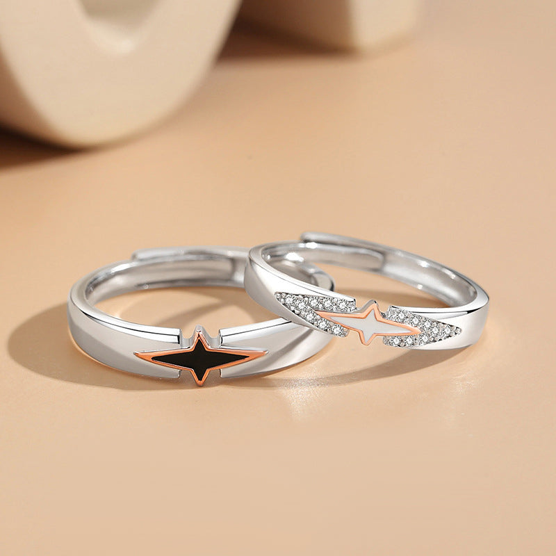Custom Engravable Matching Stars Couple Rings (Adjustable)