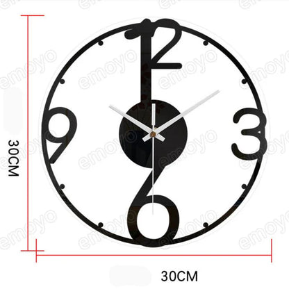 Big Numbers Silent Wall Clock — 12" Acrylic Modern