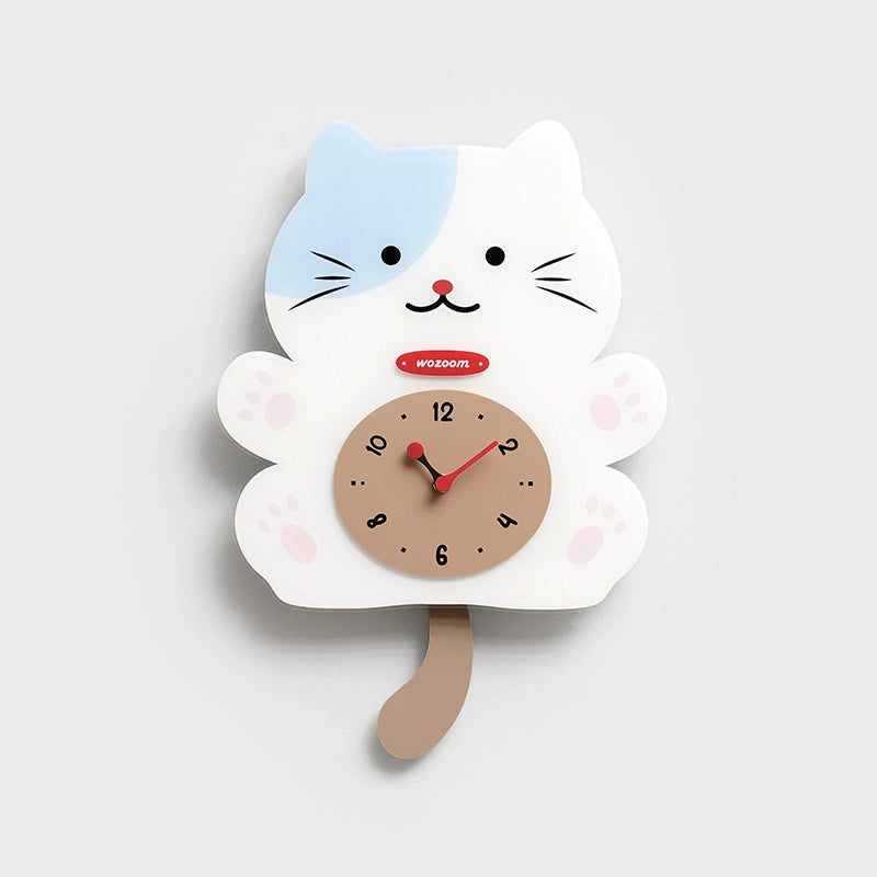Cat-Themed Silent Wall Clock – Eco-Friendly, Artistic Design