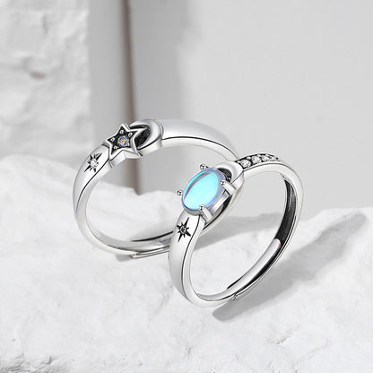 Custom Star Promise Rings Set Moonstone