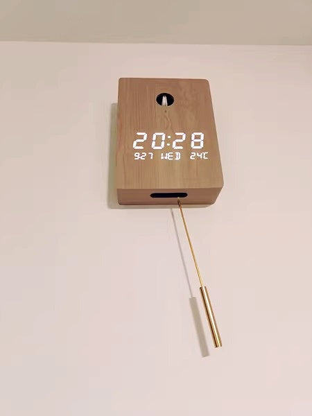 Digital Led Modern Pendulum Wooden Clock