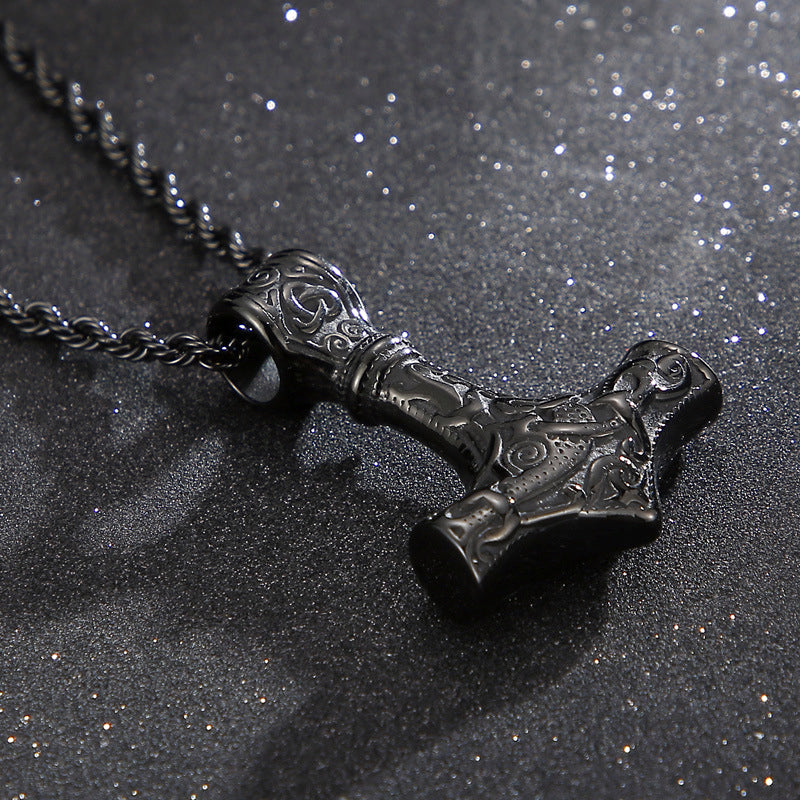 Custom Engravable Hammer Celtic Necklace for Men