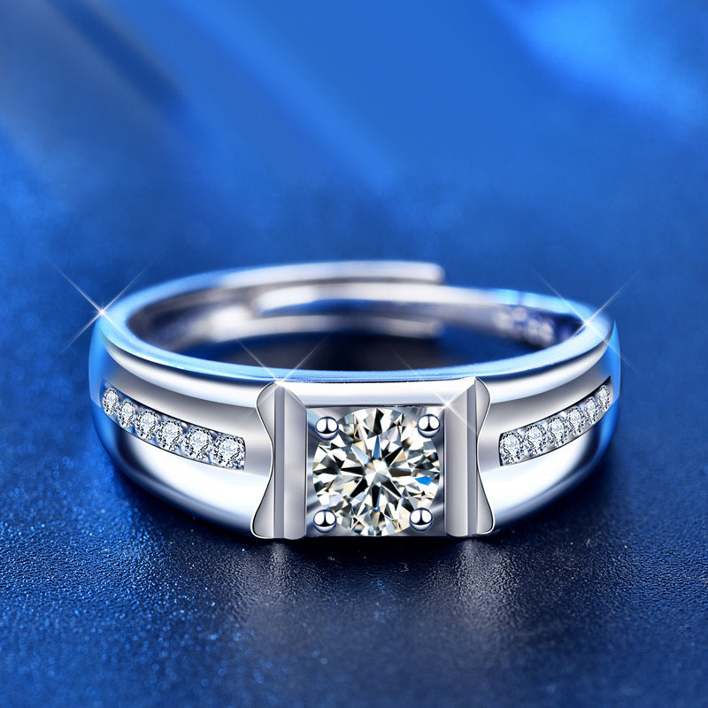 Custom 1 Carat Moissanite Diamond Wedding Band for Men