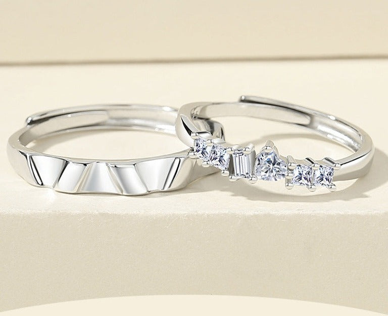 Adjustable Size Couple Matching Rings Set for Two