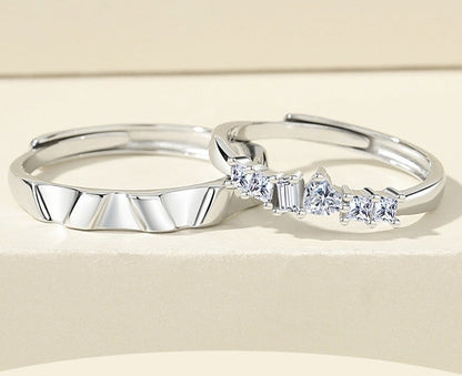 Adjustable Size Couple Matching Rings Set for Two