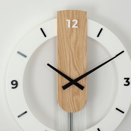 Modern Analog Pendulum Wall Clock - Oak Wood Made