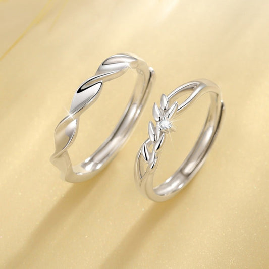 Personalized Matching Wavy Rings Set His and Hers