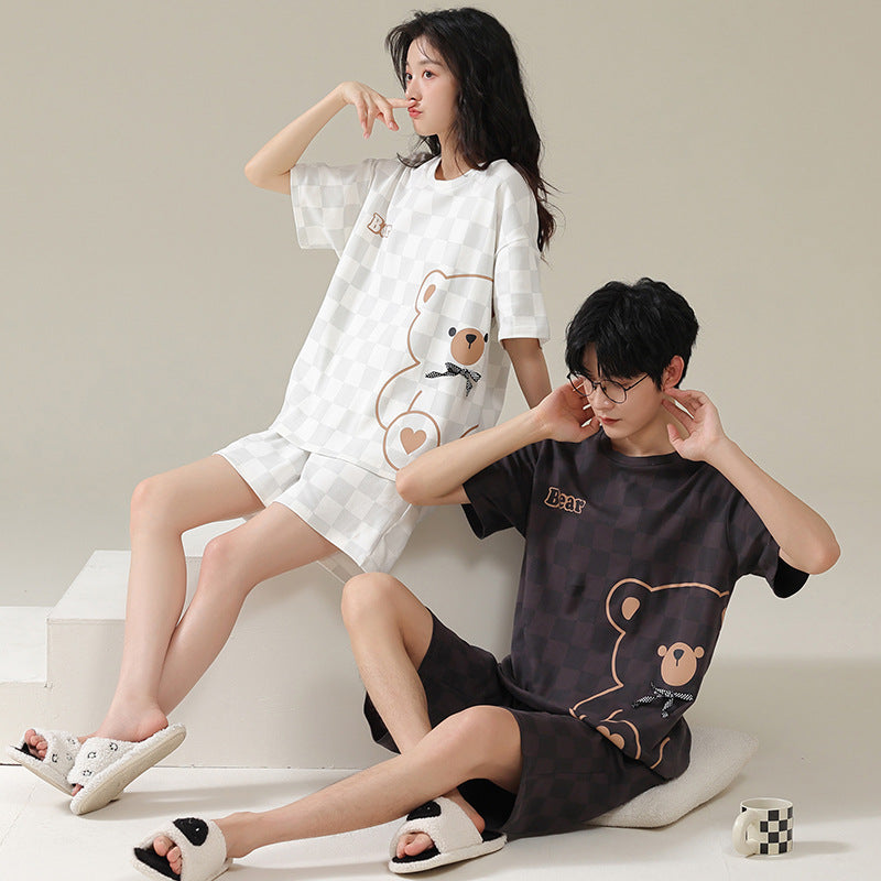 Matching Short Sleeves Shorts Sleepwear Set for Couples