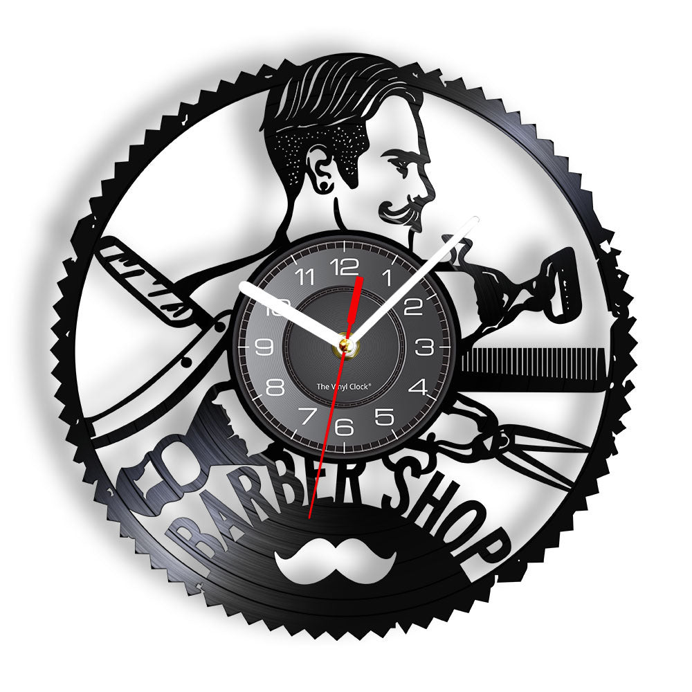 Vinyl Wall Deco Clock Gift for Barber