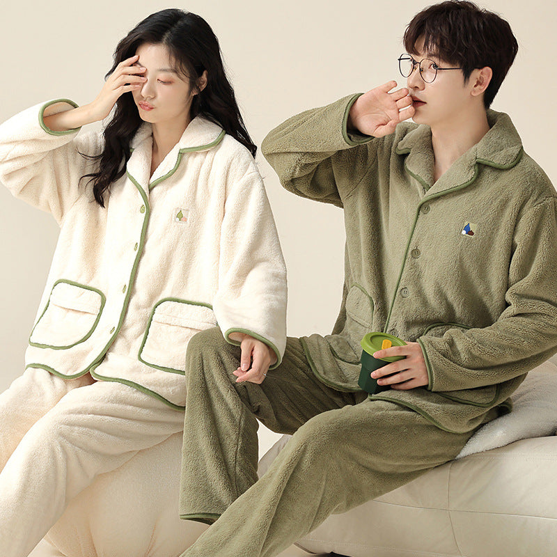 Thick Fleece Winter Pajamas Set for Couples