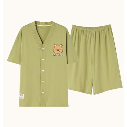 Preppy "Yellow Bear" Couple's Cardigan Set