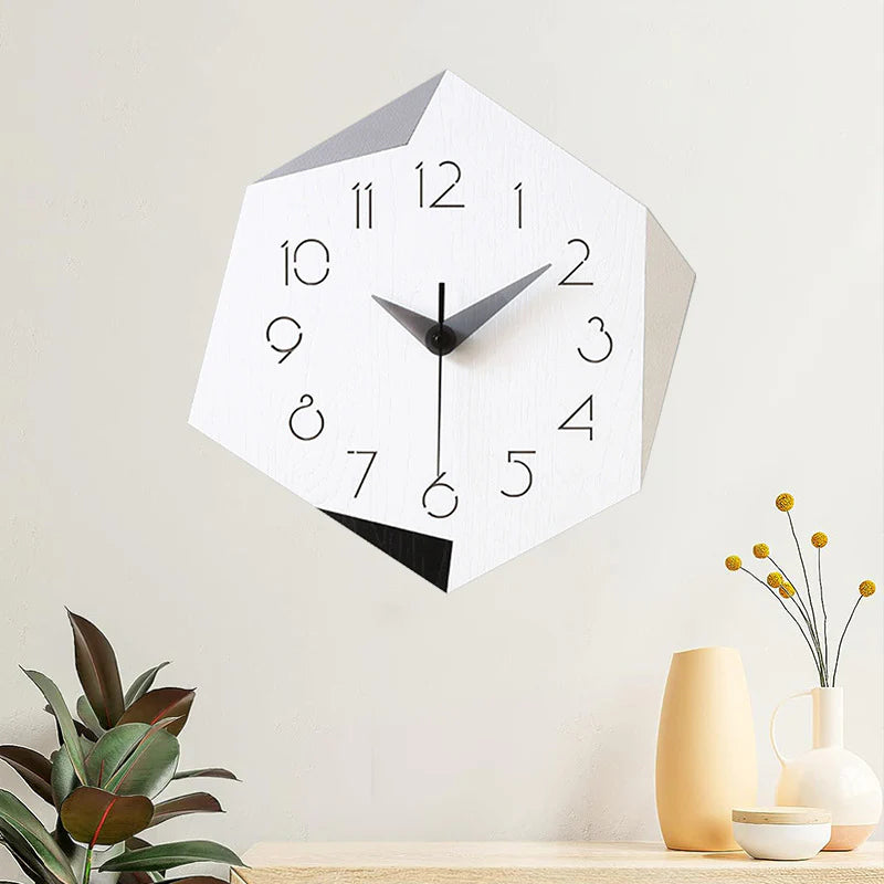 Creative Shaped Silent Wall Décor Clock – Unique Acrylic & Wood Design