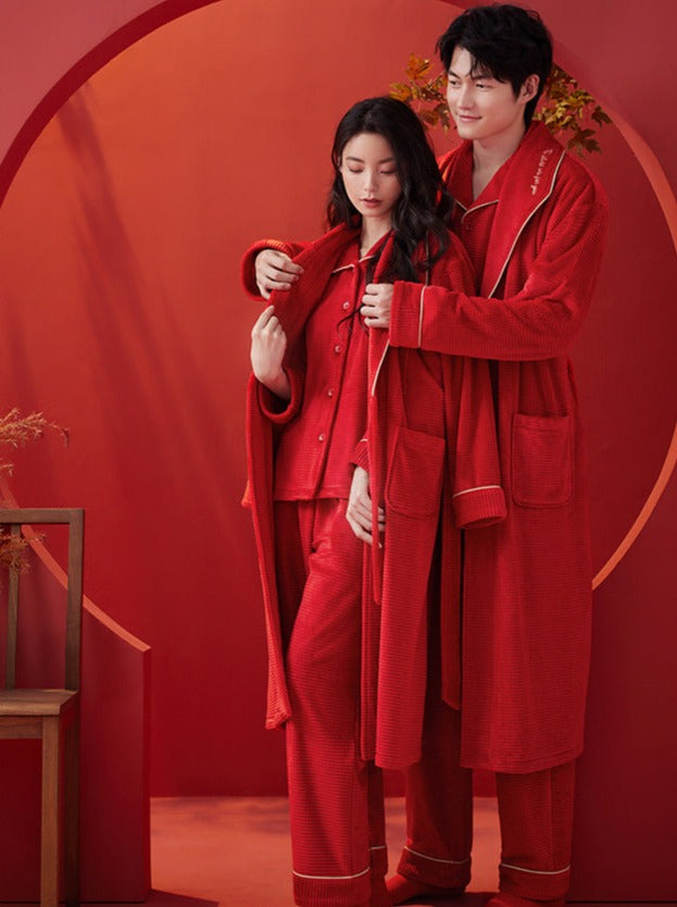 Wedding Nightgown for Couples Red PJs Set