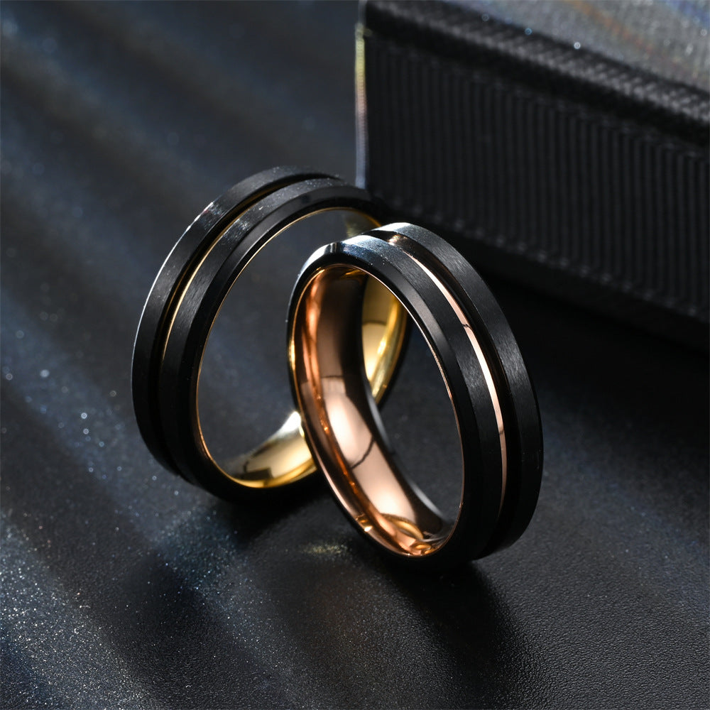 Matching Metal Rings Engraved Matching Wedding Rings Set for Couples - Stainless Steel - Gullei