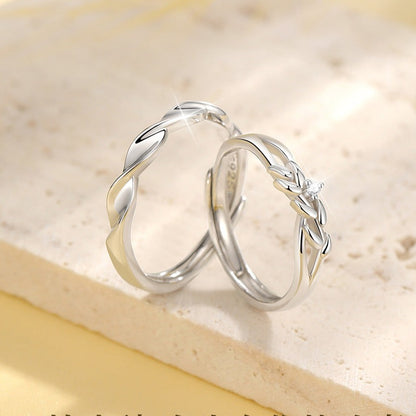 Personalized Matching Wavy Rings Set His and Hers