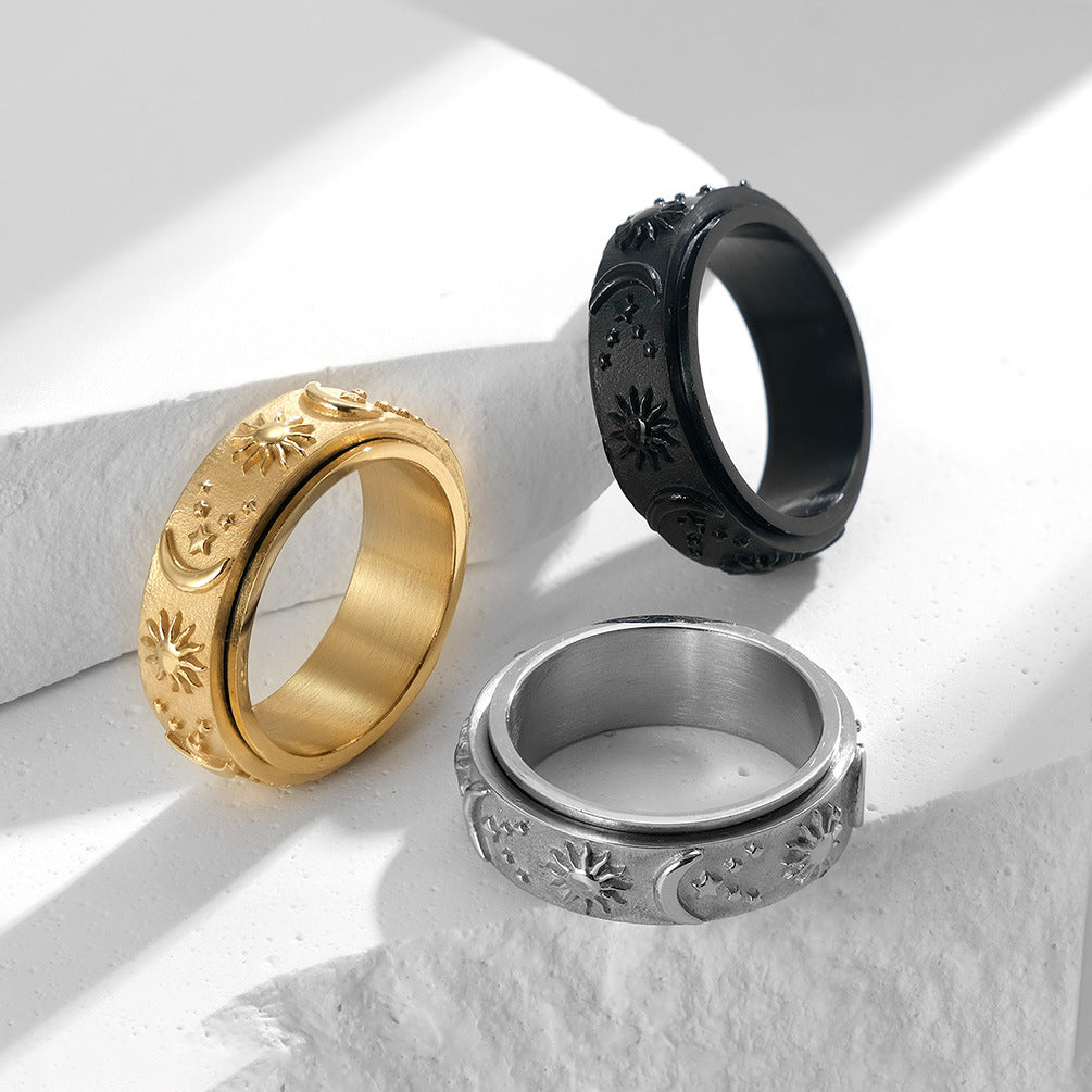 Sun and Moon Fidget Ring for Men