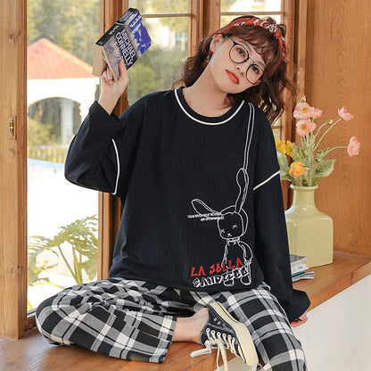 Gullei™ Casual Plaid Pullover Pajamas Set Pure Cotton