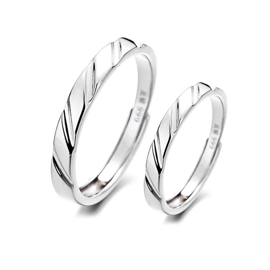 Engraved Curved Romantic Rings for Couples