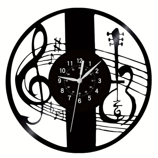 Music Notes LP Record Silent Wall Clock – Vinyl Design for Music Lovers